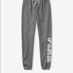 grey joggers, Victoria’s Secret pink